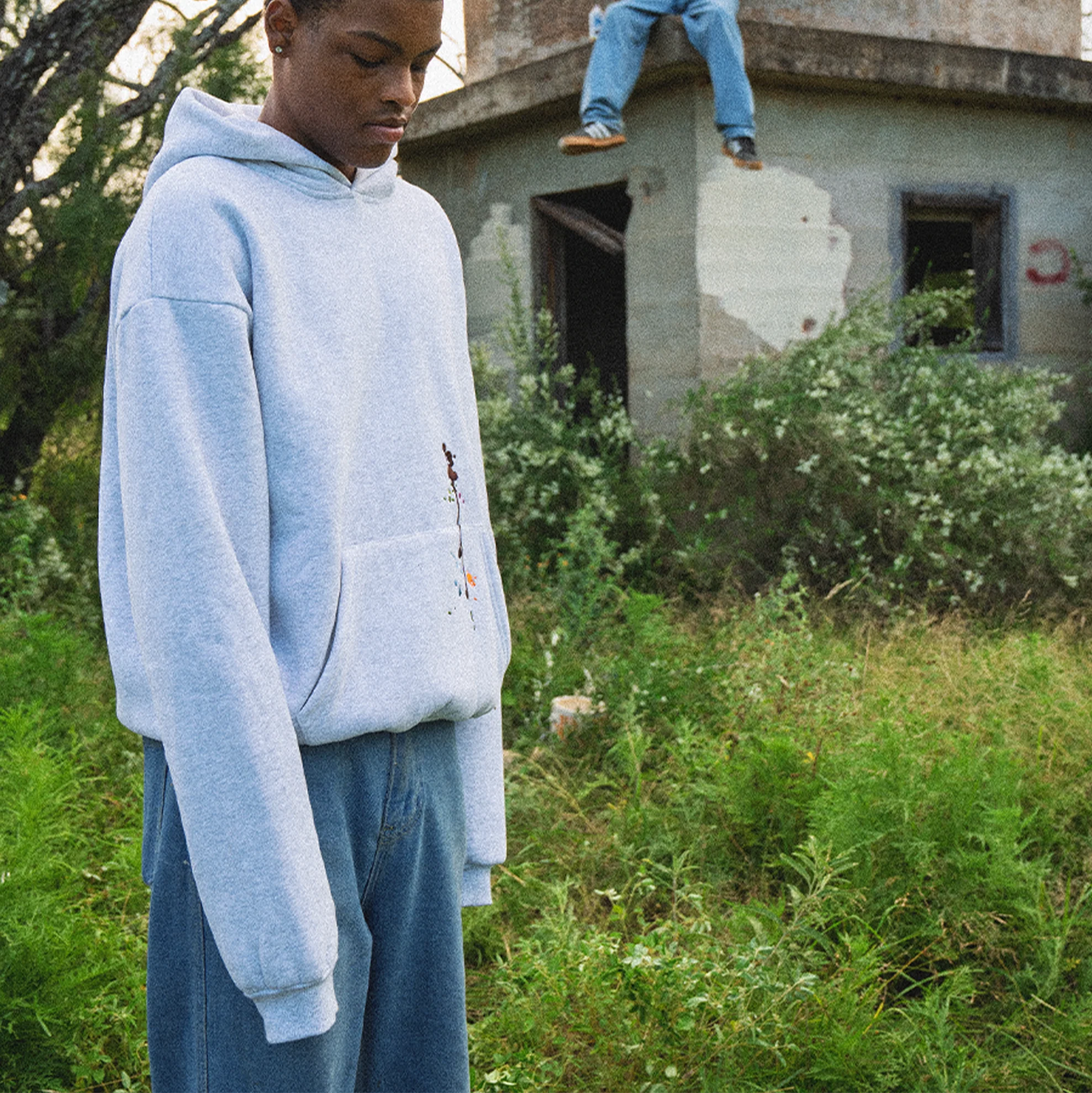 Paint-Splatter Hoodie "Heather Grey" - Image 4